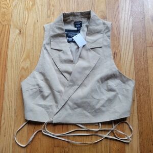 Bar III Beige Wrap Vest Top